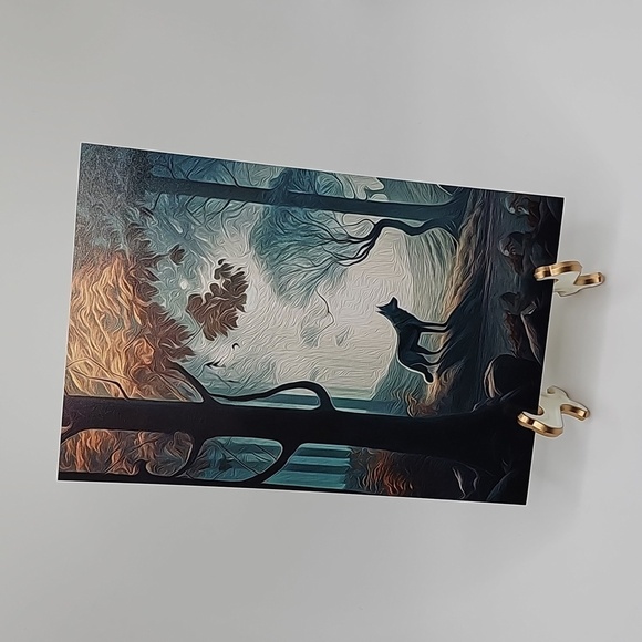 4x6 Wolf in the Forest Fantasy‎ Art Illustration Oil Painting Print - Picture 3 of 6